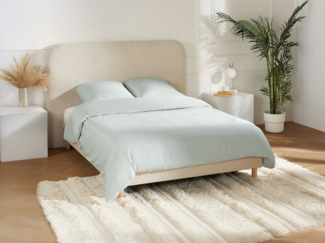 Vente-unique - Bettwäsche-Set aus Satin 108 Fäden/cm² – Bettbezug 240 x 260 cm + 2 Kissenbezüge 63 x 63 cm – Hellgrau – TALORA von PALACIO