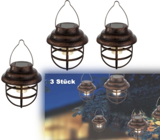 Solarleuchte Garten 3er Set Laterne zum Hängen Solarlampe Außen Leuchte Solar