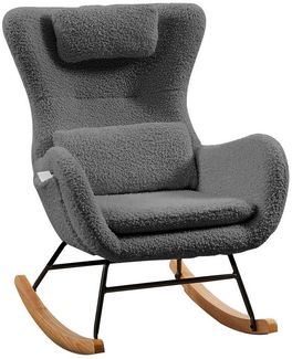 REDOM Schaukelstuhl Teddy Plüsch-Schaukelstuhl (Schaukelstuhl mit hoher Rückenlehne, 1 St), Kopfstütze und Lendenkissen Teddyplüsch