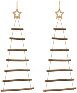 vidaXL Hängende Weihnachtsbäume mit Spitzensternen 2 Stk. 42x90 cm Naturzweig 4101009