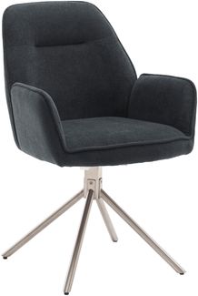 MALITA 4-Fuß Stuhl - 2er Set - Anthrazit / Mit-Armlehnen