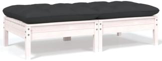 vidaXL 2-Sitzer-Gartensofa mit Kissen Weiß Massivholz Kiefer 806659