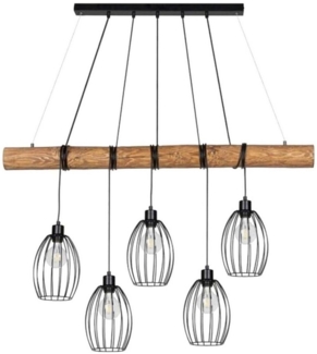 SPOT Light Pendelleuchte TRABO, 5-flammig, Kiefernholz, Metall, ohne Leuchtmittel, Hängeleuchte, Hängelampe