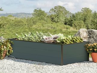 GFP HALFSIZE Aluminium Hochbeet - Platzsparendes & Stabiles Gartenbeet in Anthrazit - 150 x 77 x 39 cm - Ideales halbhohes Modell für Familien-Gartenspaß