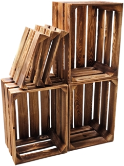 Holzkisten Weinkisten Kisten Vintage Geflammt 50 x 40 x 30 cm mit Regalböden DIY