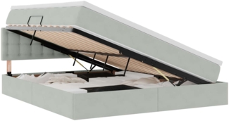vidaXL Aufbewahrungsbett mit Matratze Hellgrau 160x200 cm Samt 3370887