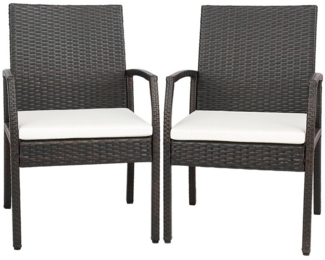 COSTWAY Gartenstuhl, 2er Set, Rattan, Akazie, X Design, mit Kissen