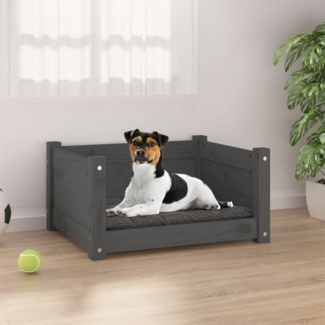 vidaXL Hundebett Grau 55,5x45,5x28 cm Massivholz Kiefer 821444