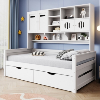 REDOM Schlafsofa mit multifunktionalem Stauraum, 2 großen Schubladen & Lattenrost, Einzelbett Kinderbett, ohne Matratze