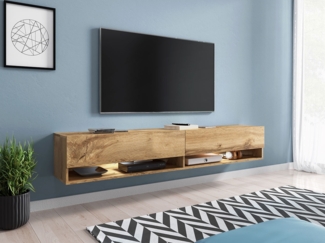TV-Lowboard Jumbo 180, mit RGB LED Beleuchtung farbig, Farbe: Wotan