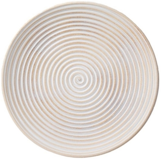 MAGIC by Inge Dekoteller, Dekoteller 35cm Holz mit Spiral Muster - Natur / Weiß