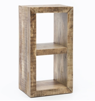 Standregal, Massivholz Mango, 90 x 45 x 35 cm, 2 Böden, Design Holz-Regal, Natur