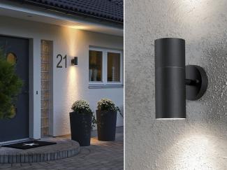 2er-Set Aluminium Up-Down Wandleuchte MODENA schwarz, GU10, Höhe 19,5 cm, IP44