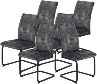 6er Set XL-Schwingstuhl Gela - Vintage Velvet Anthrazit