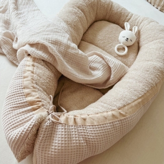 LittleANTunique Bettnestchen Nestchen Waffelpique beige I Babynest I Bettnestchen I Babybett