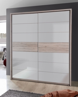 Kleiderschrank Schrank 2-türig sandeiche weiß Hochglanz 269cm