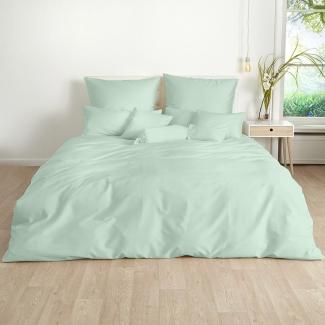 Traumschlaf Uni Mako-Satin Bettwäsche|155x220 cm + 40x80 cm| jadegrün