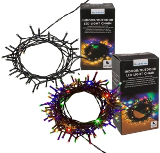 Out of the Blue LED-Lichterkette SET Innen Aussen Lichterkette 40+120 LEDs weiß+bunt mit Timer, 2er Set, 6-Stunden Timer, Weiß Bunt umstellbar, Batteriebetrieb