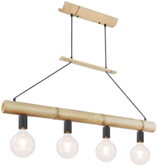 Hängeleuchte, Metall, schwarz, Bambus, keine Schirme