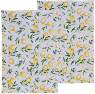 matches21 HOME & HOBBY Geschirrtuch Geschirrtücher DEBBIE mit frischem Zitronenmotiv 45x70 cm weiß, (2-tlg), 100% Baumwolle waschbar & saugstark