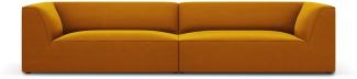 Micadoni 4-Sitzer Samtstoff Sofa Ruby | Bezug Yellow | Beinfarbe Black Plastic