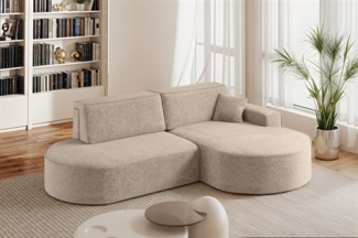 Ecksofa Schlafsofa Sofa VENEDIG Stoff Arena Beige Ottomane Rechts