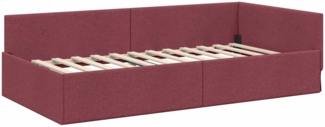 vidaXL Eckbettgestell Weinrot 90x190 cm Stoff und beschichtetes Holz 42016038