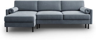 Micadoni Ecksofa Scott 5-Sitzer Samt Hellblau Links 140x200