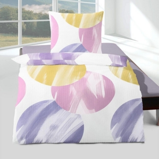 TRAUMSCHLAF Bettwäsche Kreise, Seersucker, 2 teilig, bügelfreie Seersucker Qualität