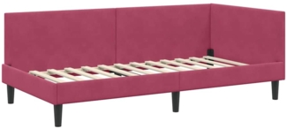 vidaXL Eckbettgestell Weinrot 90x190 cm Samt und engineered Holz 42016220