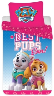 PAW PATROL Wendebettwäsche Bettwäsche Set Sky BEST PUPS Kinder Bettbezug Rosa 100×135cm