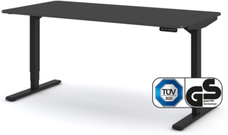ASSMANN Elektrisch höhenverstellbarer Schreibtisch Y-Line Curved 160x80 cm Anthrazit Schwarz 160x80 cm Metall Holz