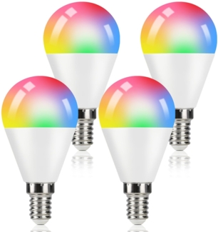 ZMH 4er-Pack E14 RGB Edison LED-Lampen, dimmbar mit Fernbedienung, 3000 K Warmweiß, 4 W, Farbwechsel (16 Farben), dynamische Modi