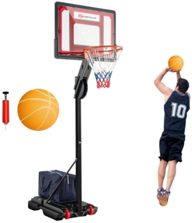COSTWAY Basketballständer Basketballkorb, 228-265cm höhenverstellbar, Rädern