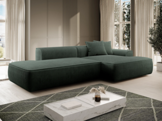 Vente-unique - Ecksofa - Ecke rechts - Cord - Grün - Tannengrün - ERYNEL