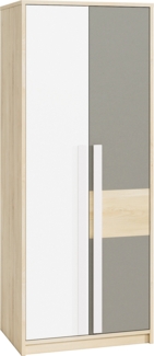 Kleiderschrank "Drop" Drehtürenschrank 80cm Fjord Buche weiß grau