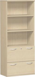 Modulschrank 1. + 2. OH Hängeregistratur, 3. - 5. OH Regal, 80x42x192cm, Ahorn