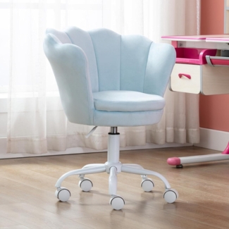 Kinder Schreibtischstuhl höhenverstellbar Blau Samt Blütenblatt