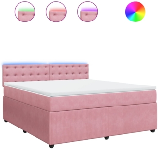 vidaXL Boxspringbett mit Matratze Rosa 180x200 cm Samt 3290123