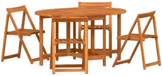 vidaXL Gartentisch 5 pcs Braun Massivholz Akazie 4103890