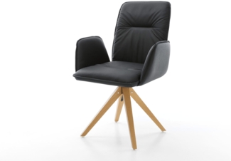 Esszimmerstuhl Vinja-Flex Echt-Leder Schwarz Holzgestell kantig Natur