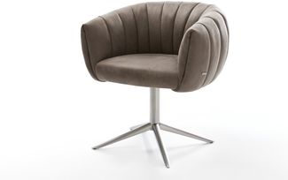 Drehstuhl Jada-Flex Mikrofaser Taupe Vintage Fußkreuz Edelstahl 360° drehbar Wippfunktion Taschenfederkern