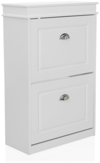 hjh LIVING Schuhschrank Schuhschrank ESTHA 2 Mdf, Lackiert Schuhschrank mit 2 Klappen, Schuhkipper schmal, 24cm tief, Diele Flur