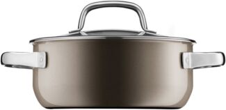 WMF Fusiontec Mineral Bratentopf mit Glasdeckel, 20 cm, Dark Brass 3201111674