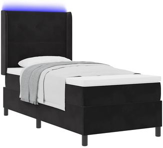 vidaXL Boxspringbett mit Matratze mit LED Schwarz 90 x 190 cm Samt 3343846