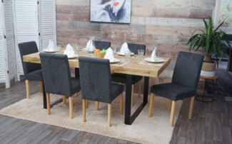 6er-Set Esszimmerstuhl Stuhl Küchenstuhl Littau ~ Textil, anthrazitgrau, helle Beine