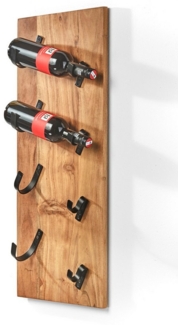 Kobolo Weinregal Wandregal Flaschenhalter - Mangoholz - 4 Flaschen
