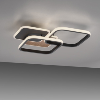 JUST LIGHT 14117-78 LED Deckenleuchte SEVENT eckig Holzdekor schwarz 3000K