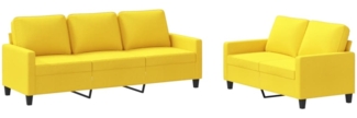vidaXL 2-tlg. Sofagarnitur mit Kissen Hellgelb Stoff 3201465