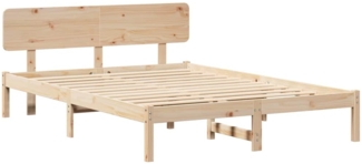 vidaXL Bettgestell mit Kopfteil Natur 150 x 200 cm Massivholz Kiefer 872101